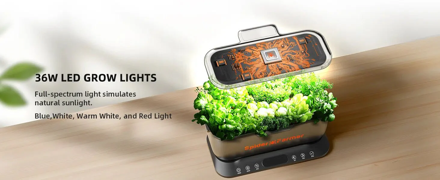 Spider Farmer SmartG12 Hydroponic Gardening System Kit, APP & Wifi Controlled, 36W LED Grow Light, 12 Pods Indoor Herb Garden, 6L Water Tank - Image 13