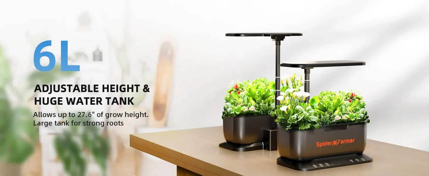 Spider Farmer SmartG12 Hydroponic Gardening System Kit, APP & Wifi Controlled, 36W LED Grow Light, 12 Pods Indoor Herb Garden, 6L Water Tank - Image 15