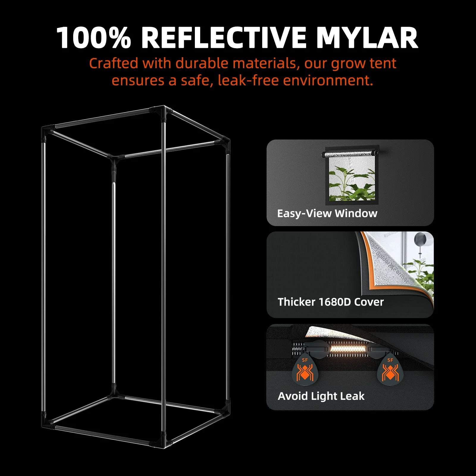 Spider Farmer 2’x2′ Complete Grow Tent Kit丨SF1000 301H EVO Full Spectrum LED Grow Light丨4” Ventilation System with Speed Controller With RJ12 port - Image 13