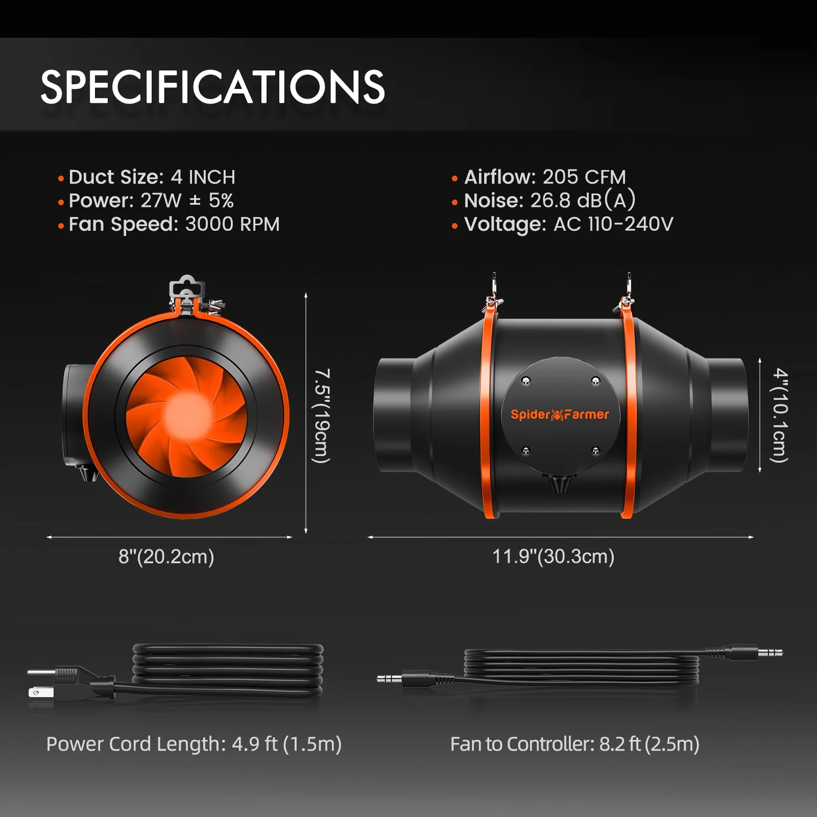 Spider Farmer 2’x2′X4.6′ Complete Grow Tent Kit丨SF1000D Full Spectrum LED Grow Light丨6” Clip Fan丨4” Ventilation System with Speed Controller - Image 10
