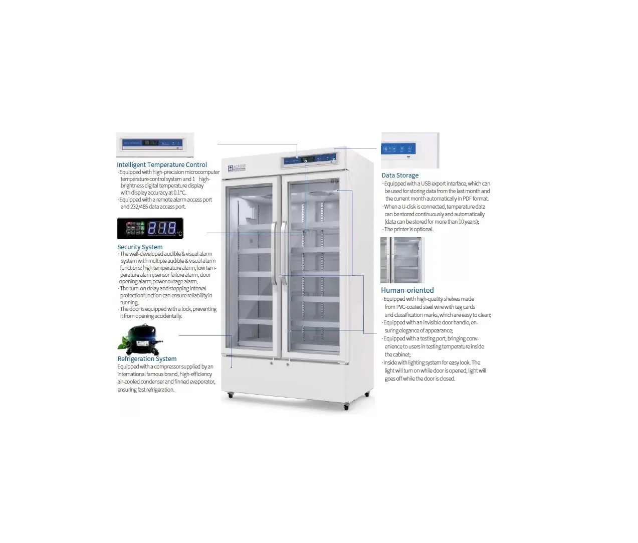 Across International Ai 26 CF 2-8°C Lab Upright Pharmacy Medical Vaccine Refrigerator - Image 3
