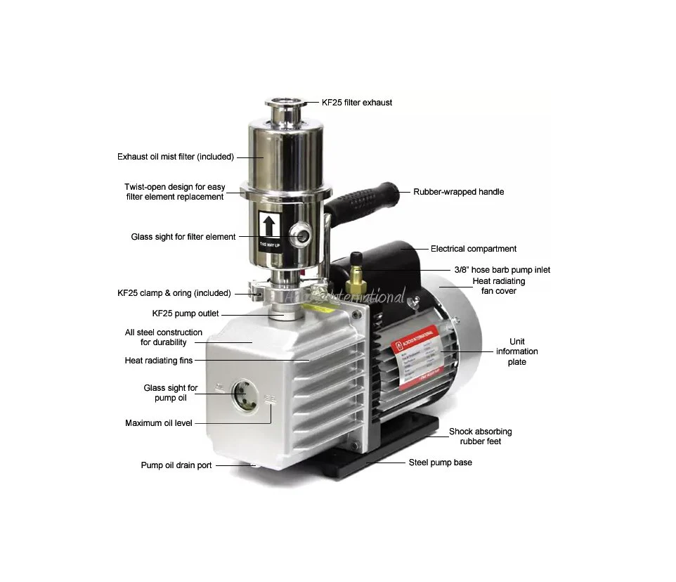 Across International EasyVac 7 Cfm Vacuum Pump With Oil Mist Filter ETL/CE - Image 2