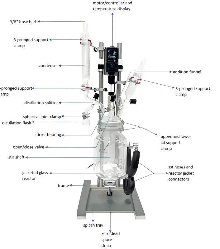 Across International 5L Single Jacketed Glass Reactor - 115V/230V Compatible - Image 2