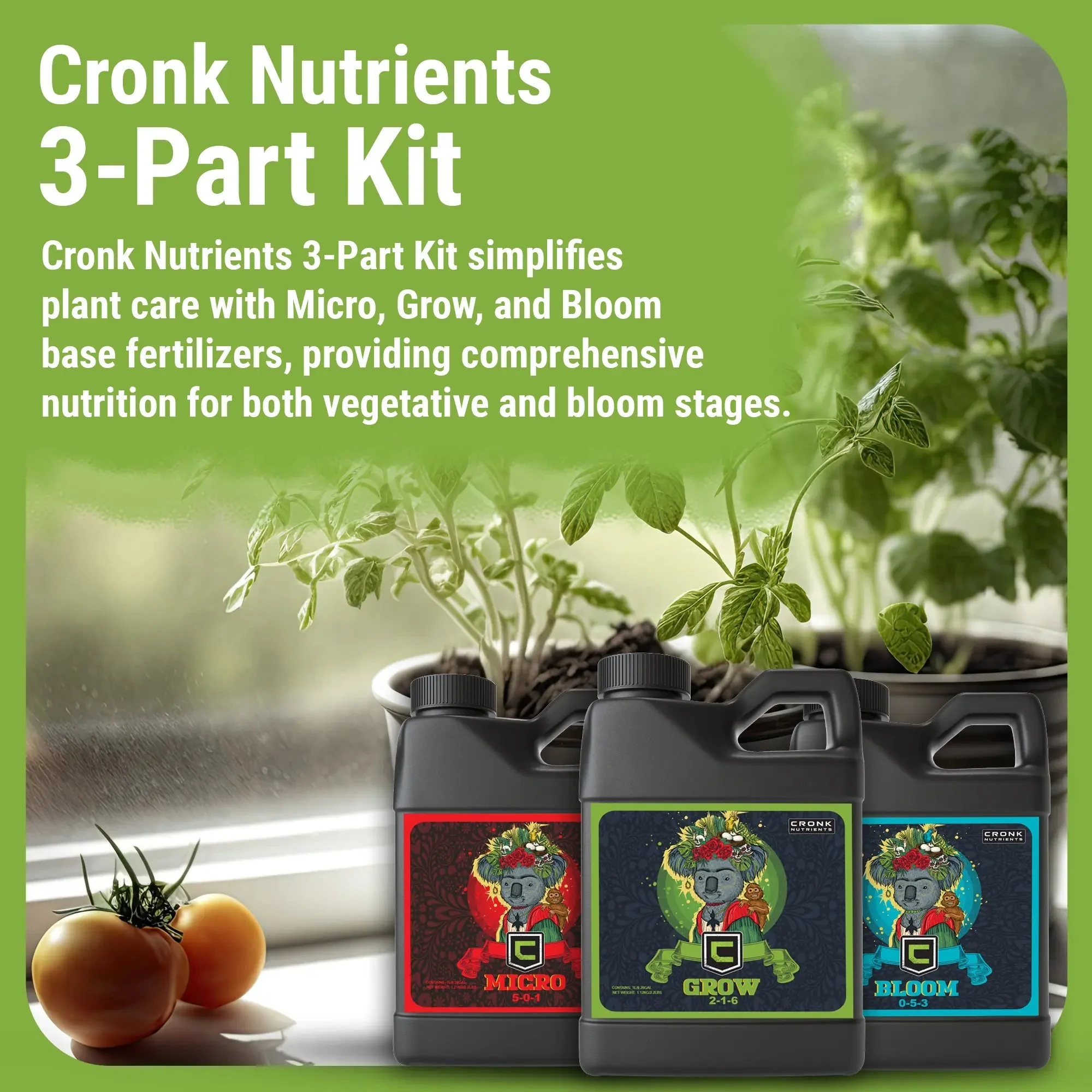 Cronk Nutrients 3-Part Base Kit  Micro, Grow, Bloom - Image 2