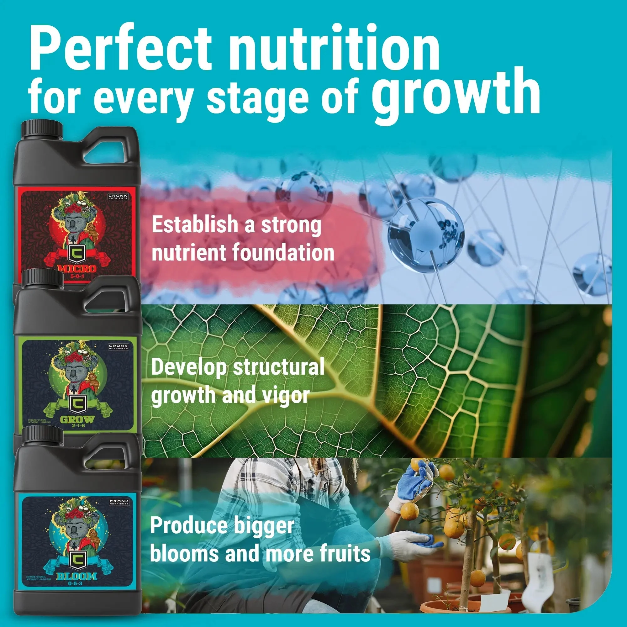 Cronk Nutrients 3-Part Base Kit  Micro, Grow, Bloom - Image 3