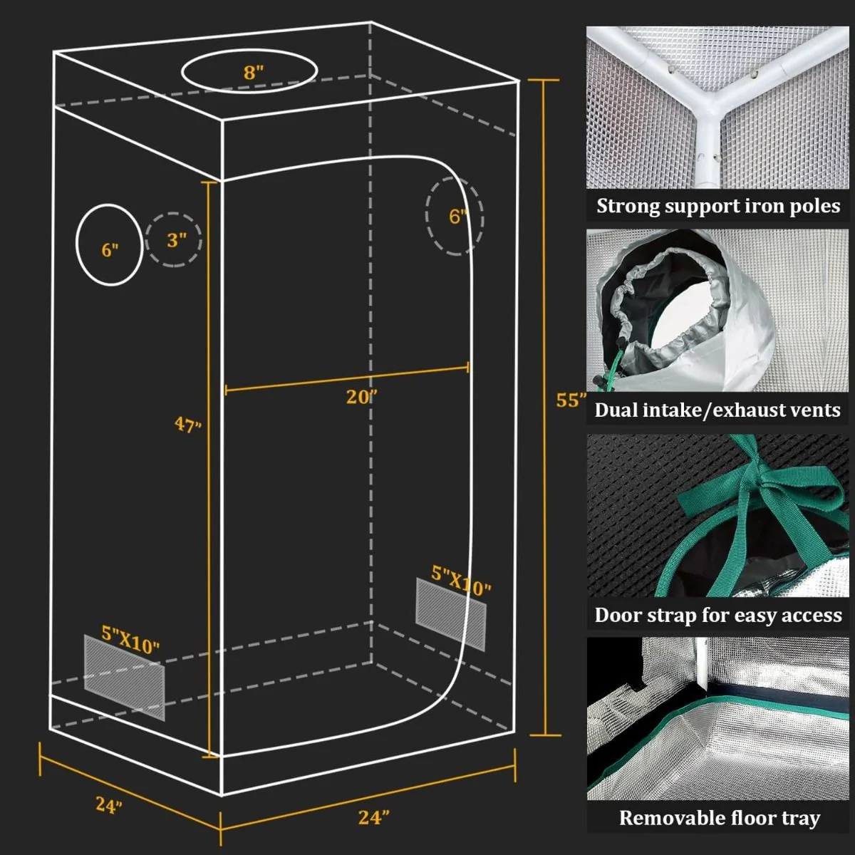 Mars Hydro 2x2 Grow Tent Kit w/ TS 600 LED Grow Light - Image 3