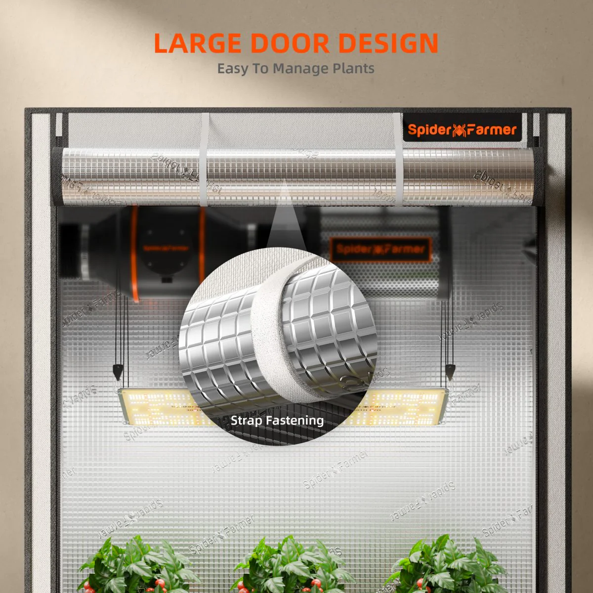 Spider Farmer 2’x2’x6′ 60cm x 60cm x 180cm Pro White Indoor Grow Tent 2000D Oxford Cloth Hydroponics Plant Growing Box - Image 7
