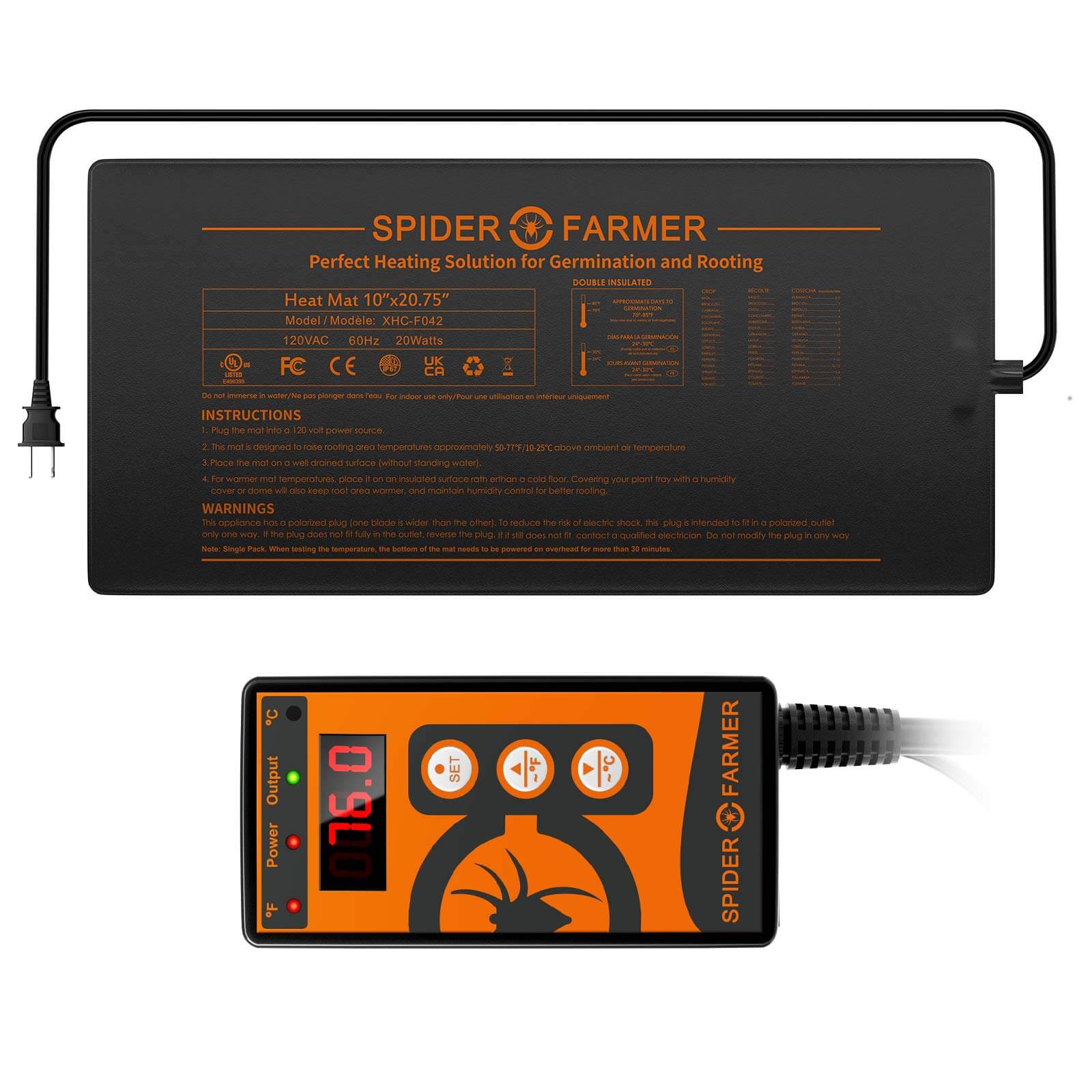 Spider Farmer Waterproof 10”X20.75” Seedling Heat Mat & Controller Set - Image 4