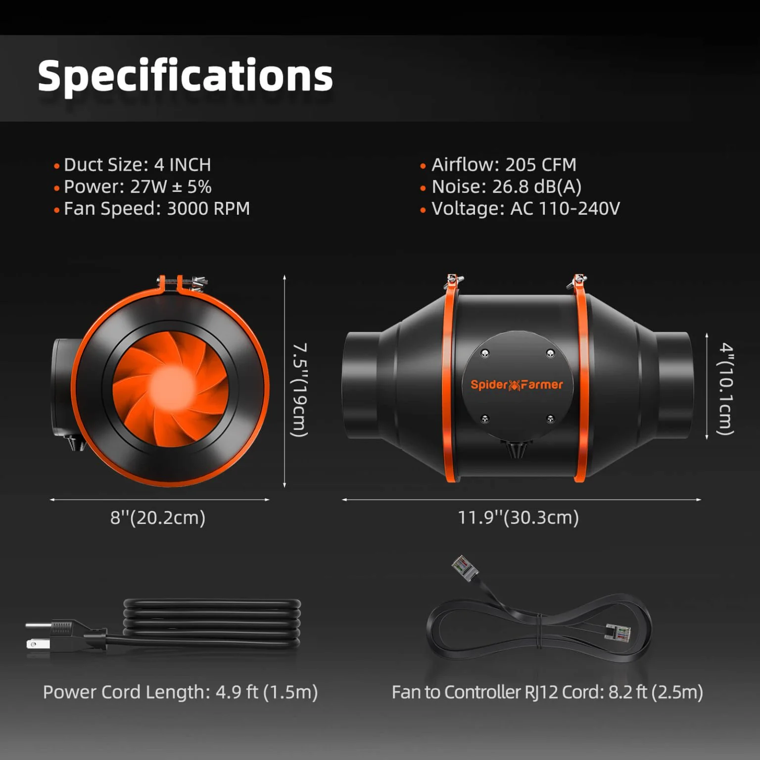 Spider Farmer 3×3′ Complete Grow Tent Kit丨G3000 WiFi & Bluetooth App-Controlled LED Grow Light丨6” Clip Fan丨4” Ventilation System with GGS Controller - Image 11