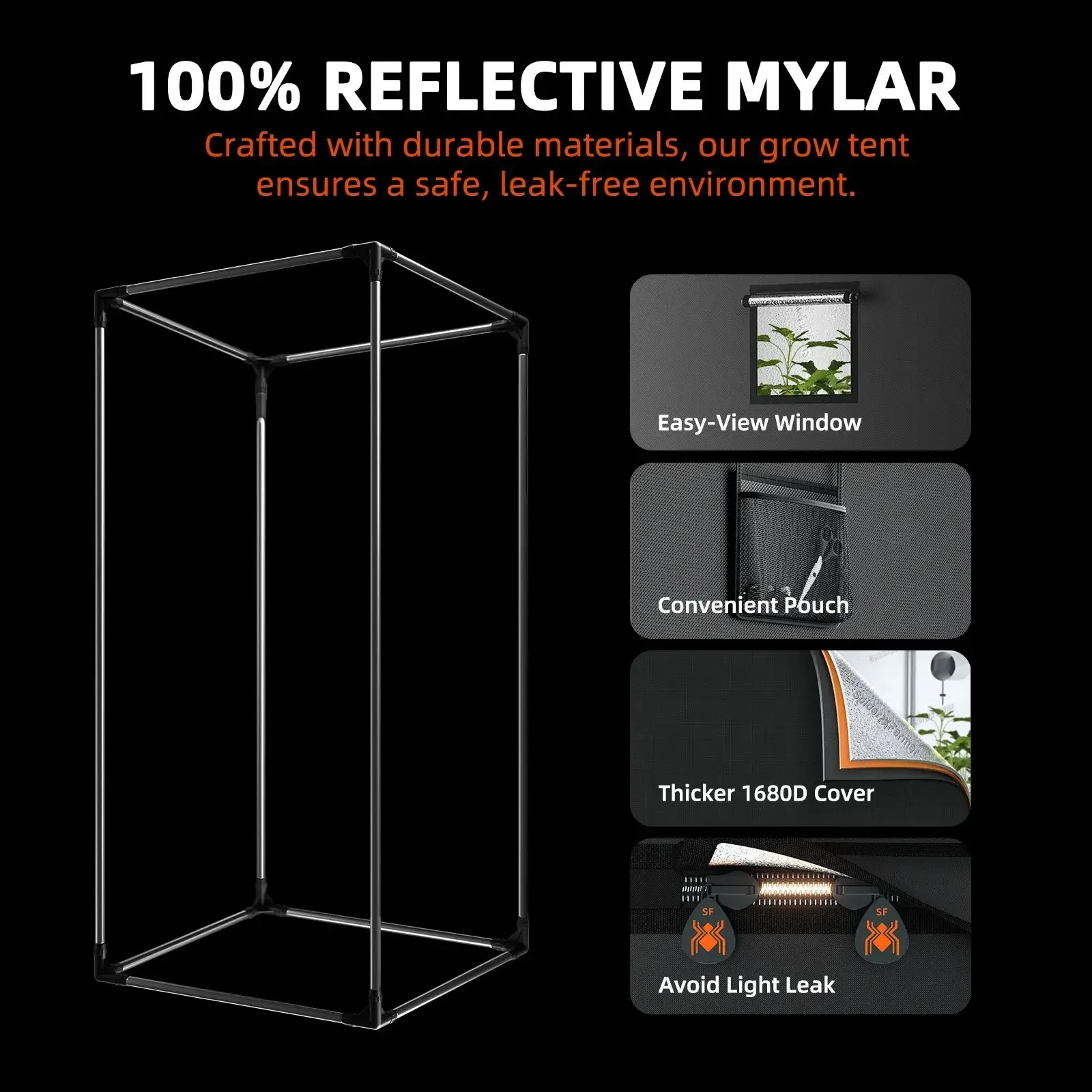 Spider Farmer 3×3′ Complete Grow Tent Kit丨G3000 WiFi & Bluetooth App-Controlled LED Grow Light丨6” Clip Fan丨4” Ventilation System with GGS Controller - Image 13
