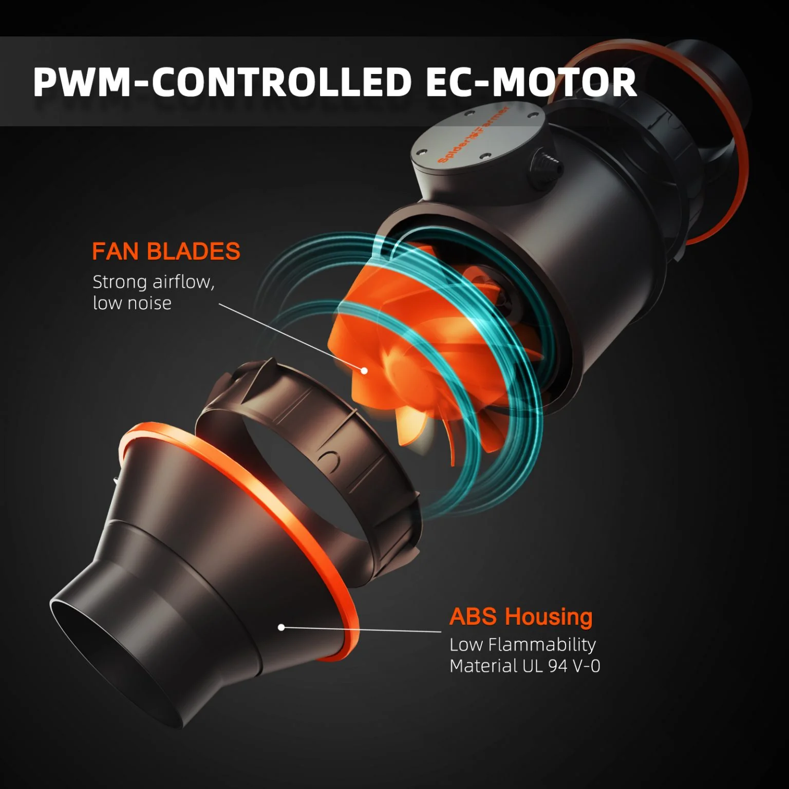 Spider Farmer 4-Inch 205 CFM Inline Fan Kits with Speed Controller Grow Tent Ventilation System - Image 7