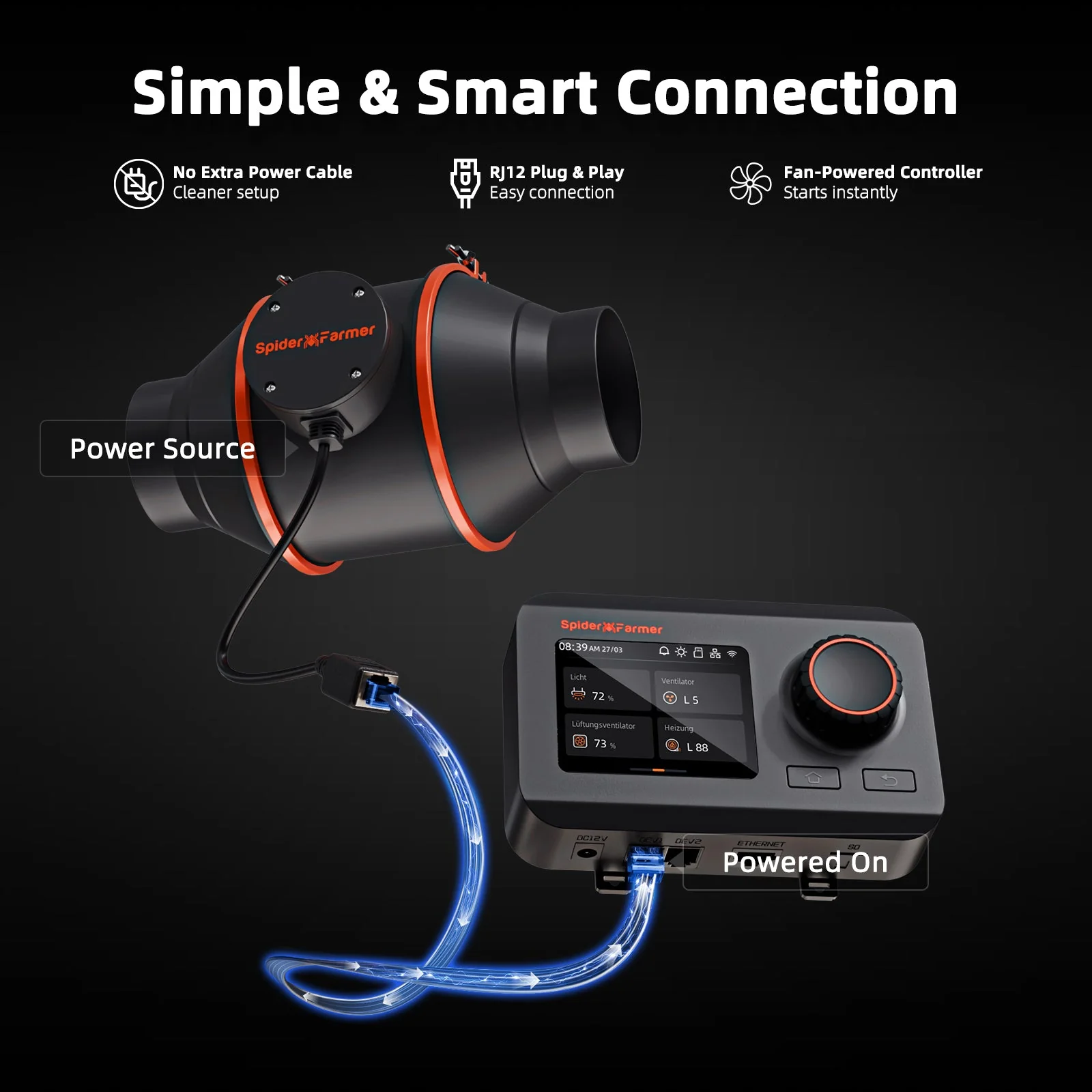 Spider Farmer 6” Inline Fan Kits 402CFM with GGS Controller Carbon Filter & Ducting Combo Grow Tent Ventilation System - Image 13