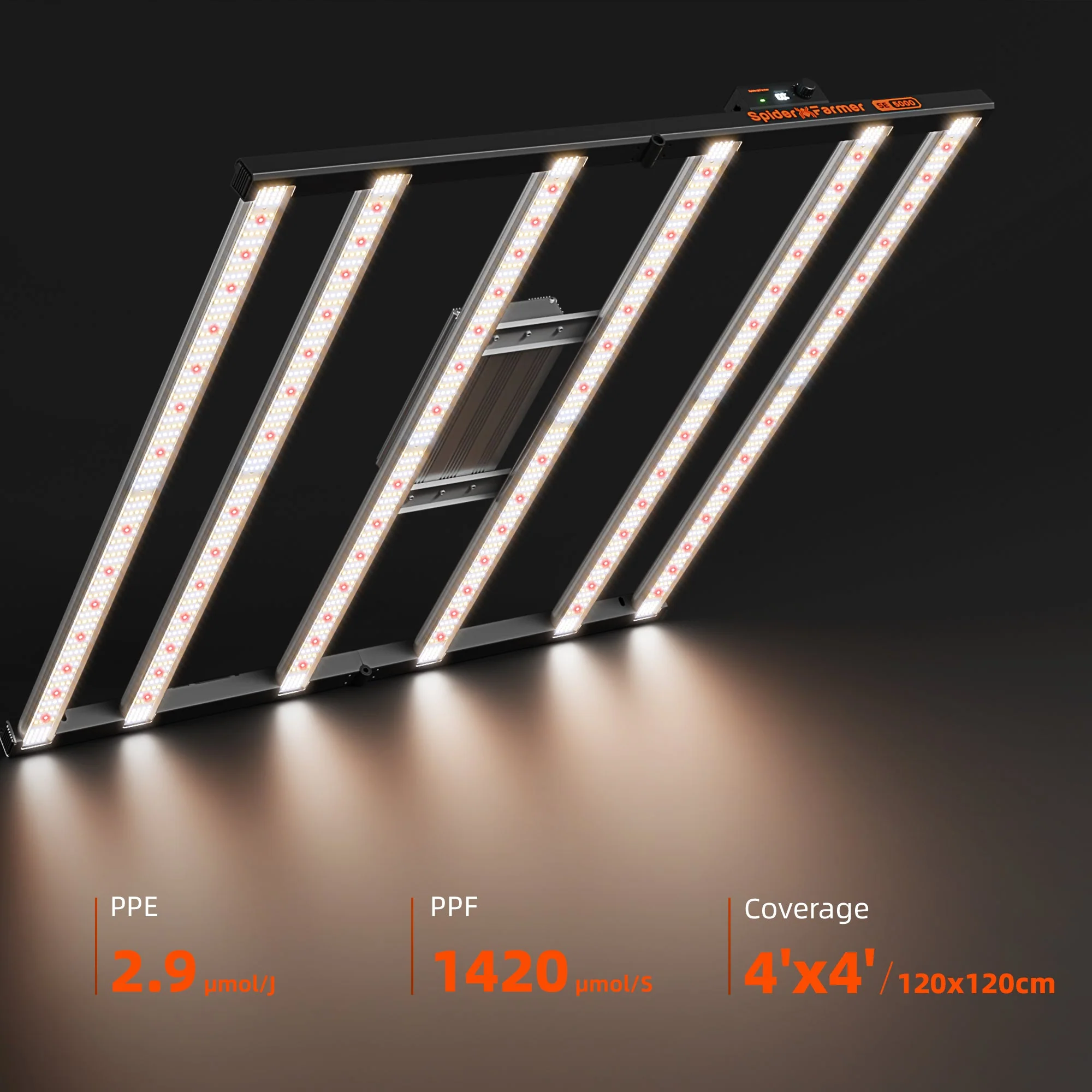 Spider Farmer®SE5000 480W LED Grow Light Dimmable Bluetooth & WiFi Smart APP Control High Yields for 4x4FT Grow Tent - Image 4