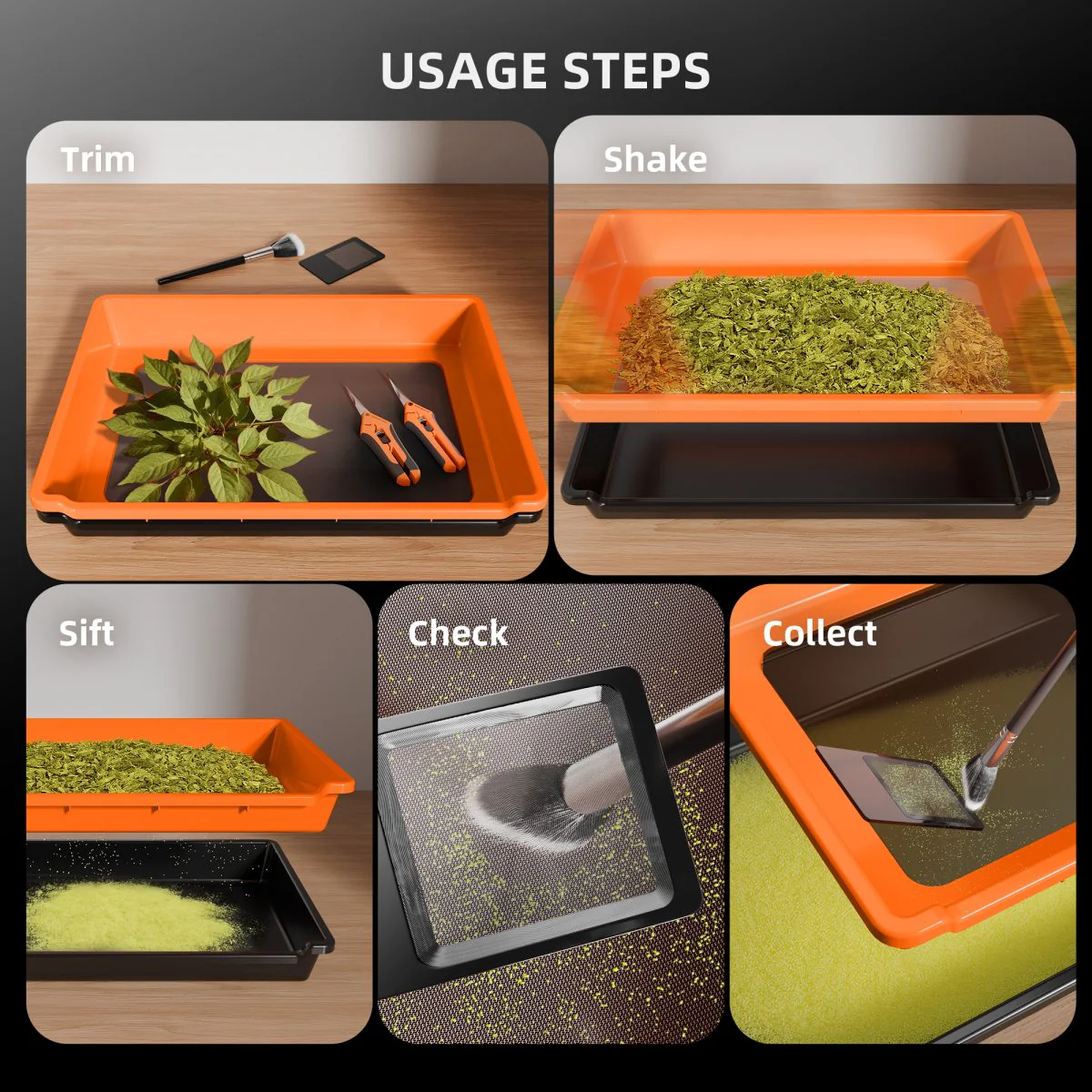Spider Farmer 2-In-1 Trim Tray 150 Micron 100 Mesh Screen for Pollen & Herb | 2 Pruning Shears | Card Magnifier | Grow Harvest Accessories | Use-Friendly Ergonomic Design - Image 4