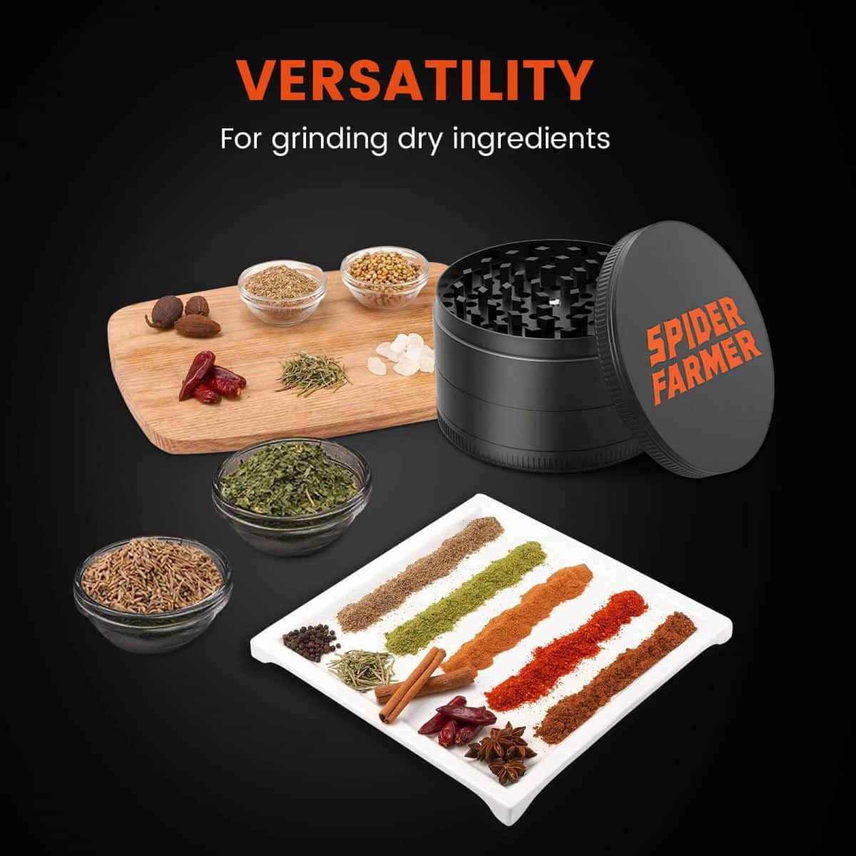 Spider Farmer 3″ Spice Pepper Grinder – 4-Piece Metal Grinder with Magnetic Lid - Image 7
