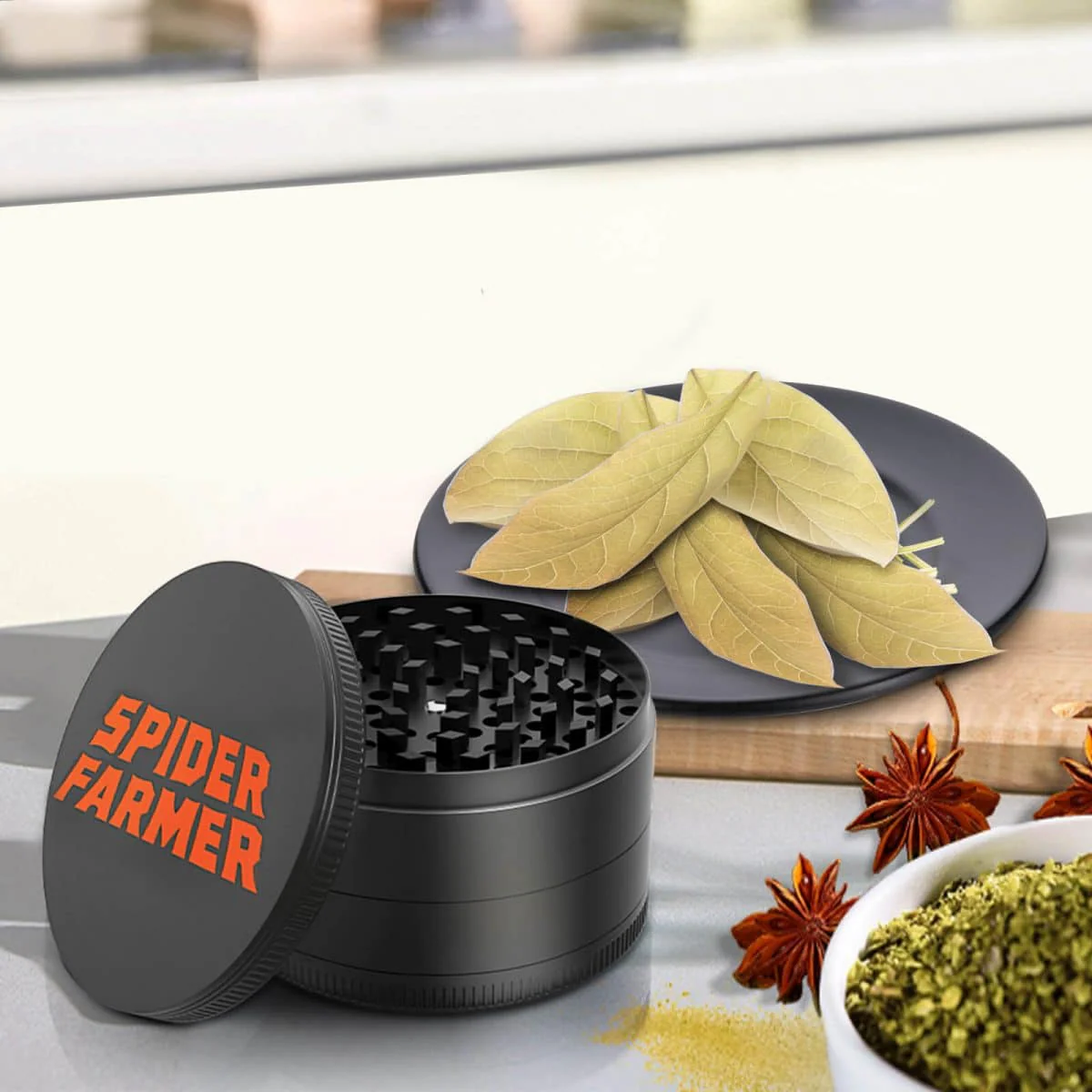 Spider Farmer 3″ Spice Pepper Grinder – 4-Piece Metal Grinder with Magnetic Lid - Image 8