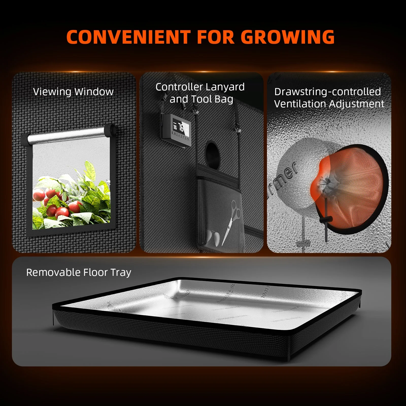 Spider Farmer 5’x10’x6.5′ 150cm x 300cm x 200cm Indoor Grow Tent - Image 8