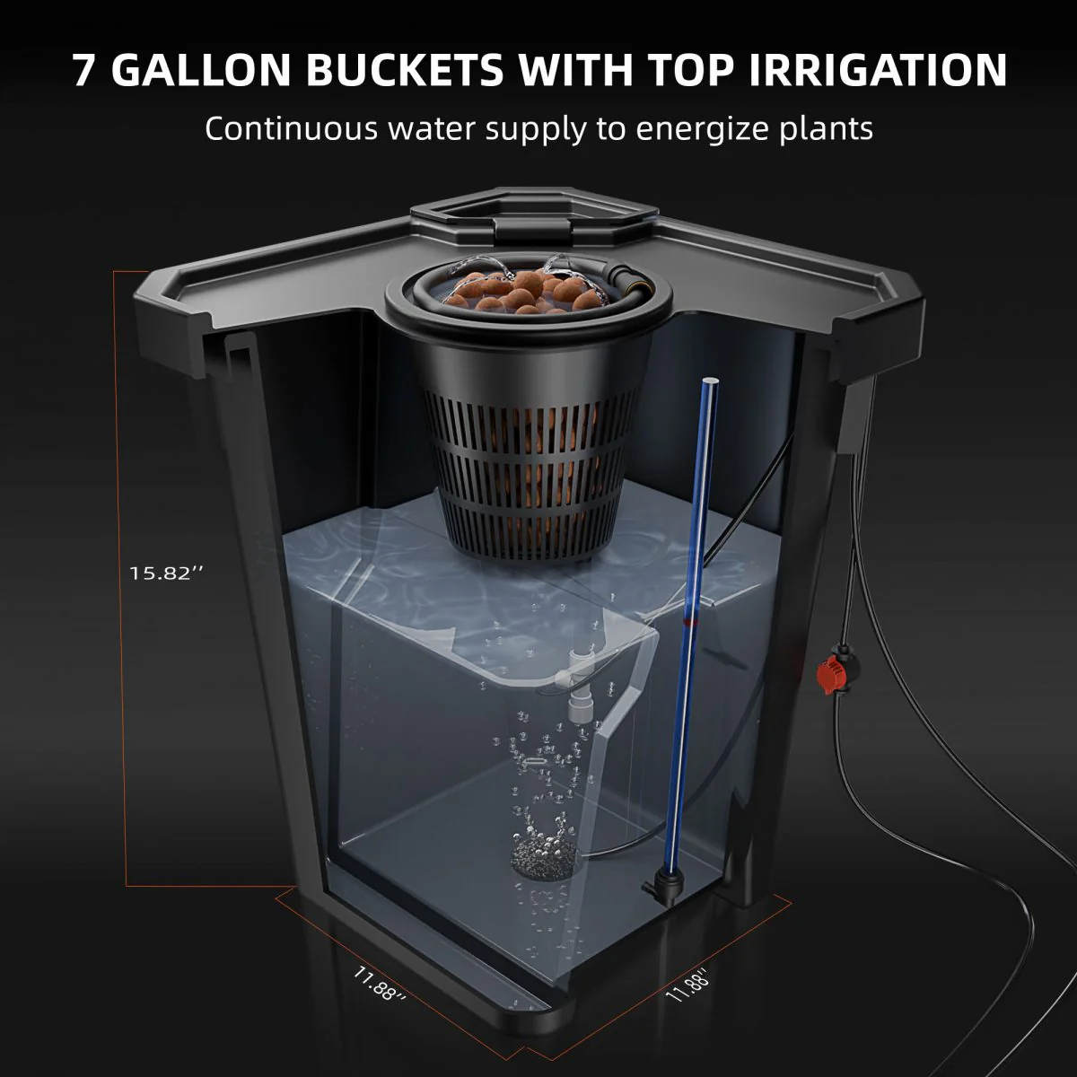 Spider Farmer DWC Hydroponics Grow System with Top Drip Kit 7 Gallon Deep Water Culture with 15W Air Pump 4 Buckets - Image 3