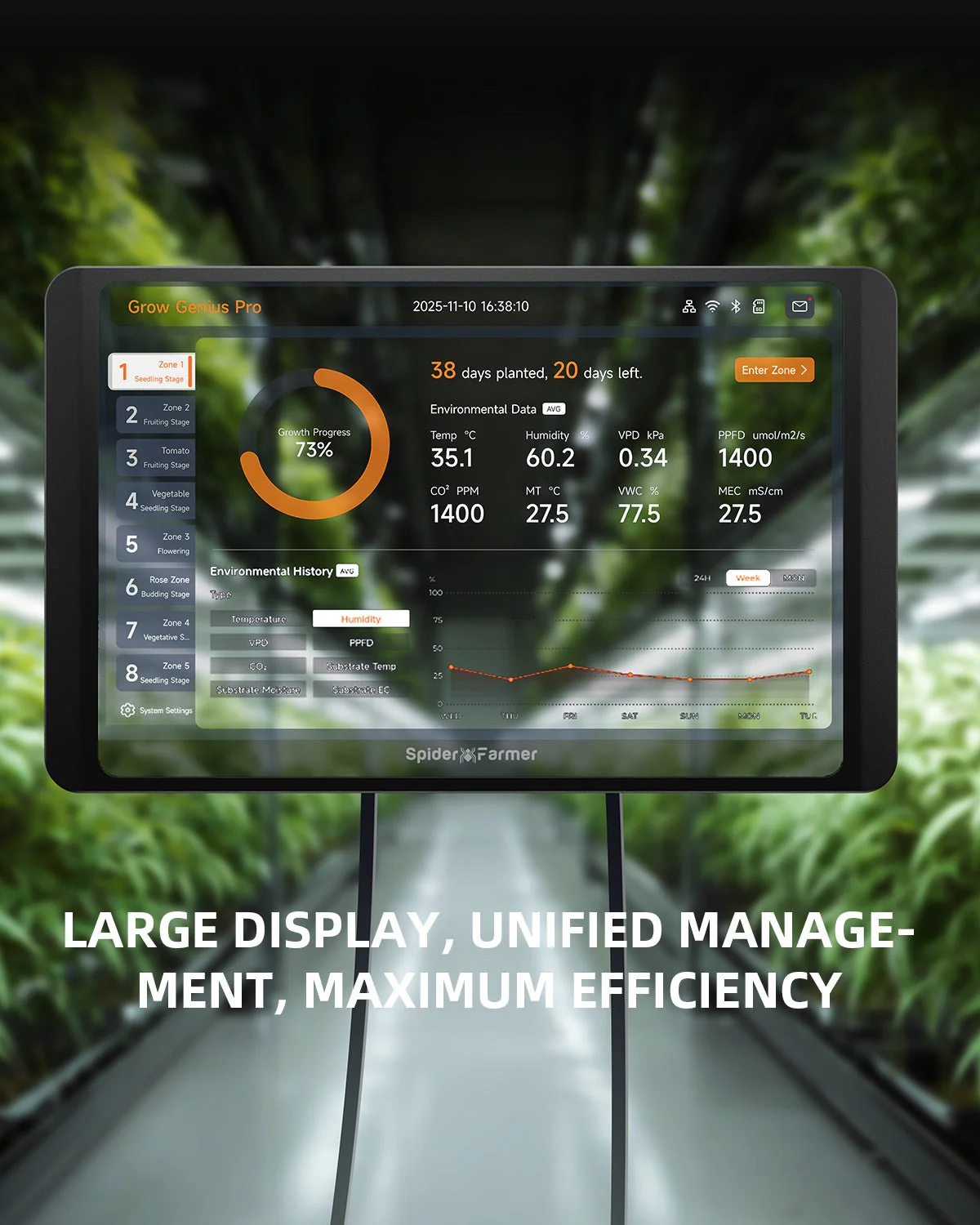 Spider Farmer GGS Pro Controller Kits | Integrated Climate Management of 8 Large-Scale Independent Grow Spaces | Ideal for Industrial & Commercial Grow planners| Temperature, Humidity, VPD Monitoring, Scheduling, Data Tracking, Bluetooth & WiFi - Image 6