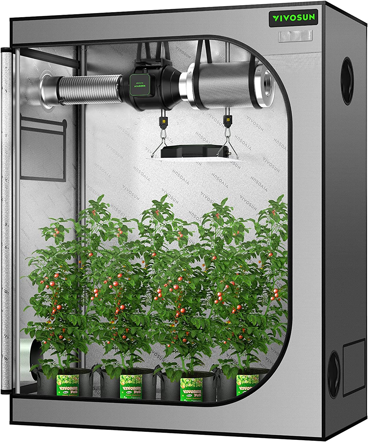 Vivosun 4x4 Mylar Grow Tent with 22mm Poles, 48″ x 48″ x 80″ - Image 2