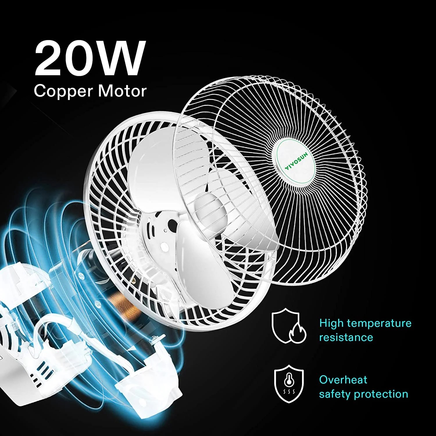 VIVOSUN Aero Wave Patented Clip-On Fan with Speed Adjustment - Image 4