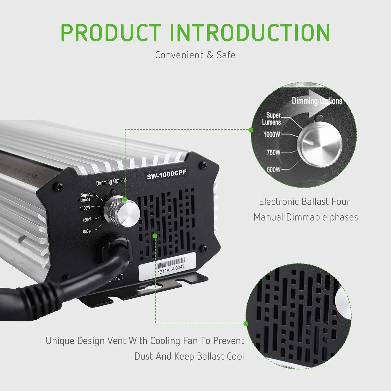 Vivosun Hydroponic 1000 Watt Digital Dimmable Electronic Ballast - Image 3