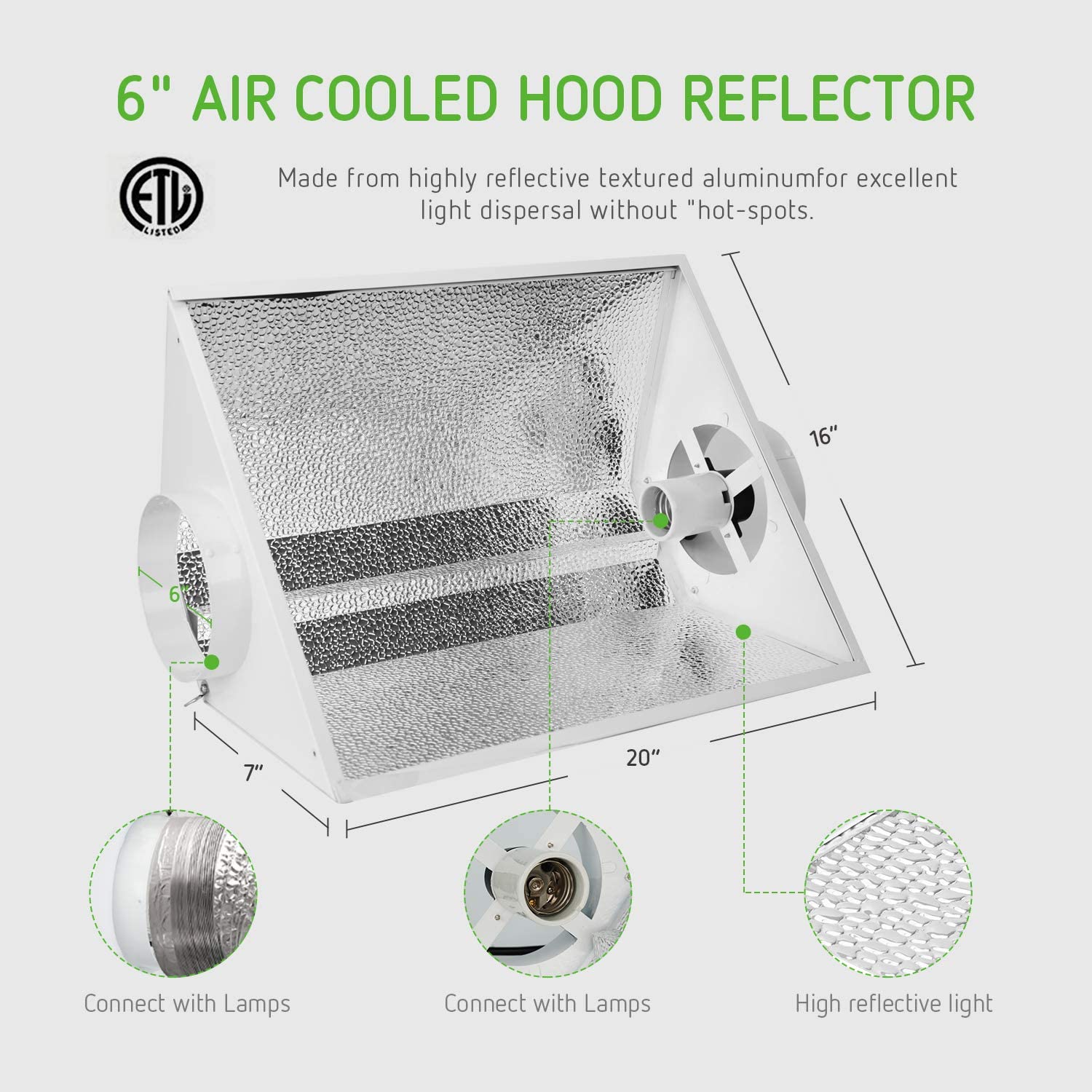 Vivosun Hydroponic 600 & 1000 Watt Grow Light Air Cooled Reflector Kit - Image 2